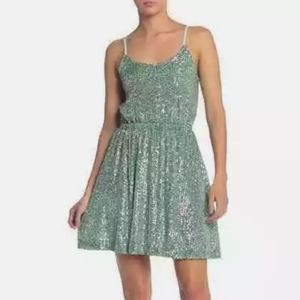 Mello‎ Day Mint Green Sequined Button Top Sleeveless Dress Size L